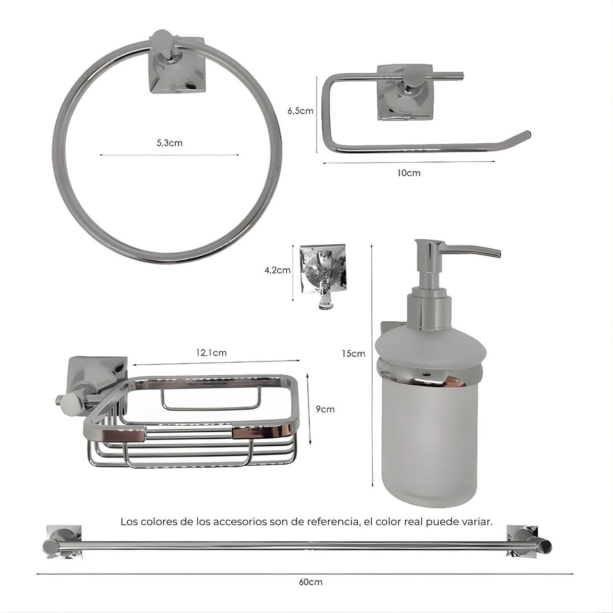 Juego de Accesorios de Baño Xcaret 6 Piezas | Set Completo para Baño Moderno y Funcional