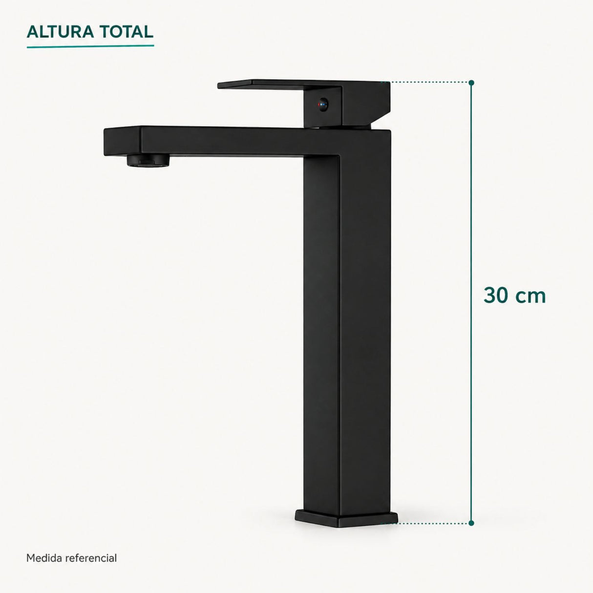 Grifería Alta Monocontrol Paris Negra en Acero Inoxidable 30 cm para Lavamanos