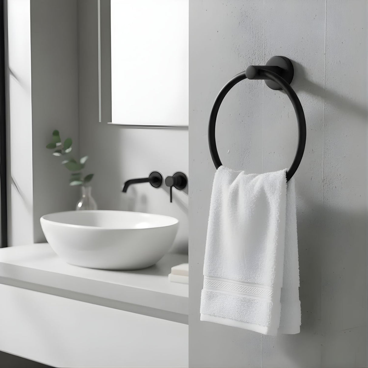Juego Accesorios Baño Singolo X 6 Negro Mate Diseño Moderno