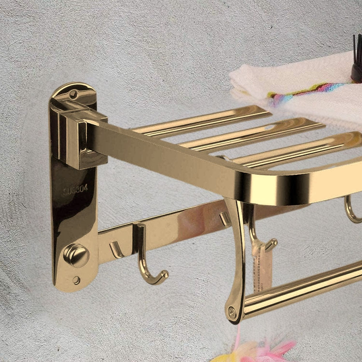 Toallero Hotelero en Acero SUS304 Dorado Multifuncional