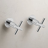 Set Griferia Ducha Alta Calidad Cuerpo Bronce Cruceta Cromo
