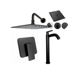 Kit Griferia Ducha Monocontrol Negra Lujo Alta Calidad, Lujo