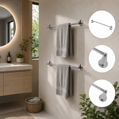 Pack x2 Toalleros de Barra Redondos Cromados Pamo 60 cm para Baño
