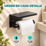 Detalle comercial del portarollo negro