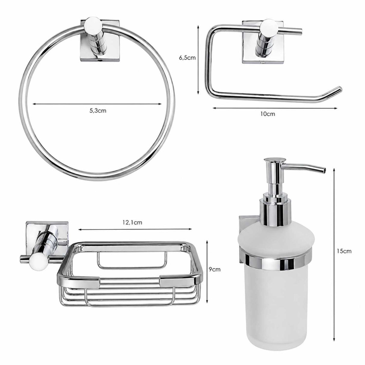 Set de Accesorios para Baño Cromado x4 Piezas