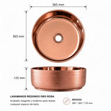 Lavamanos Redondo Oro Rosa de Sobreponer 36,5 × 36,5 × 12,5 cm