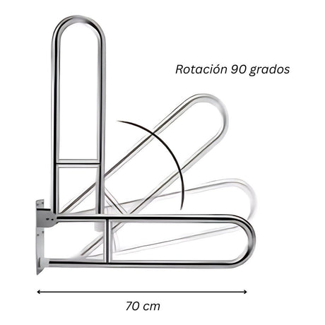 Juego Barras de Seguridad para Baño Acero Inoxidable Satinado 40 cm + Abatible 70 cm
