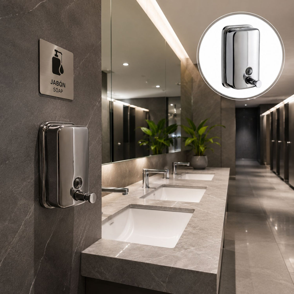 Dispensador de Jabón al Muro Acero Inoxidable 800 ml