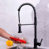 Grifería Lavaplatos Cisne Industrial Negra Extraíble | Monocontrol Flexible para Cocina