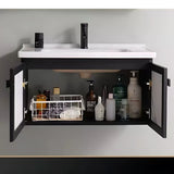 Set Lavamanos Espejo PVC Resistente Humedad - Mueble 2 Puertas Gris Mármol