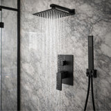 Kit Monocontrol Ducha Negro con Ducha Telefono y  Regadera 25 cm Tipo Lluvia
