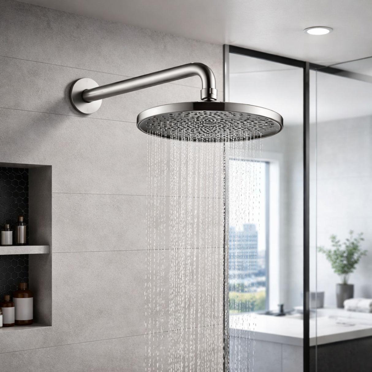 Regadera Redonda Spacco 10 Pulgadas Niquel Texturizado