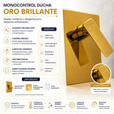 Mezclador Monocontrol Ducha Empotrado Oro Brillante 18x12 cm con Manija 11 cm