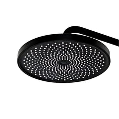 Regadera de Lujo de 20 cm con Tubo y Escudo – Negro Mate, Alta Presión