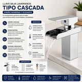 Grifería Lavamanos Bajo Cascada Monocontrol 20 cm con Salida Tipo Cascada