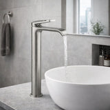 Griferia Lavamanos Monocontrol Alto Spacco Gris Concreto