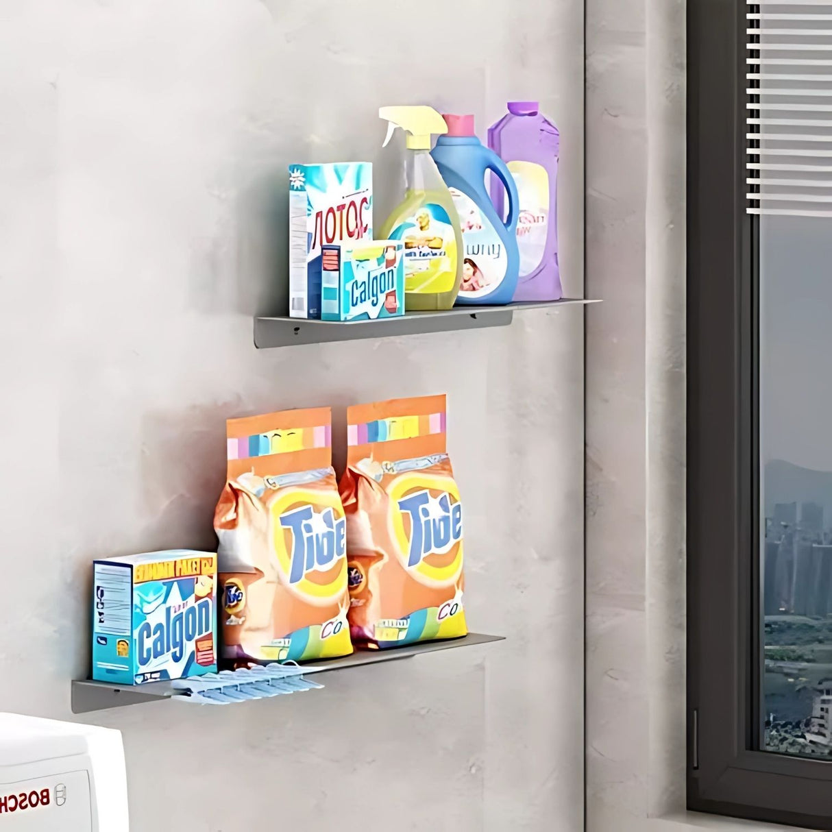 Repisa Moderna Rectangular Silver Gris Aluminio 28 cm - Incluye Accesorios de Instalación