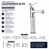Grifería Monocontrol Lavamanos Alto Egipto Cromado 32 cm Altura Diseño Vintage de Lujo