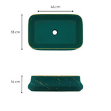 Lavamanos De Sobreponer Rectangular Marfil - Verde Con Dorado 46 x 33 x 14 cm