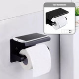 Porta Rollo con Soporte para Celular - Negro Mate en Acero Inoxidable SUS 304