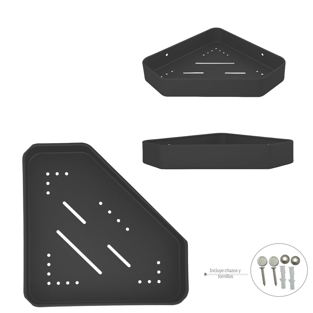 Repisa Baño Esquinera Moderna Negro Aluminio - Inoxidable
