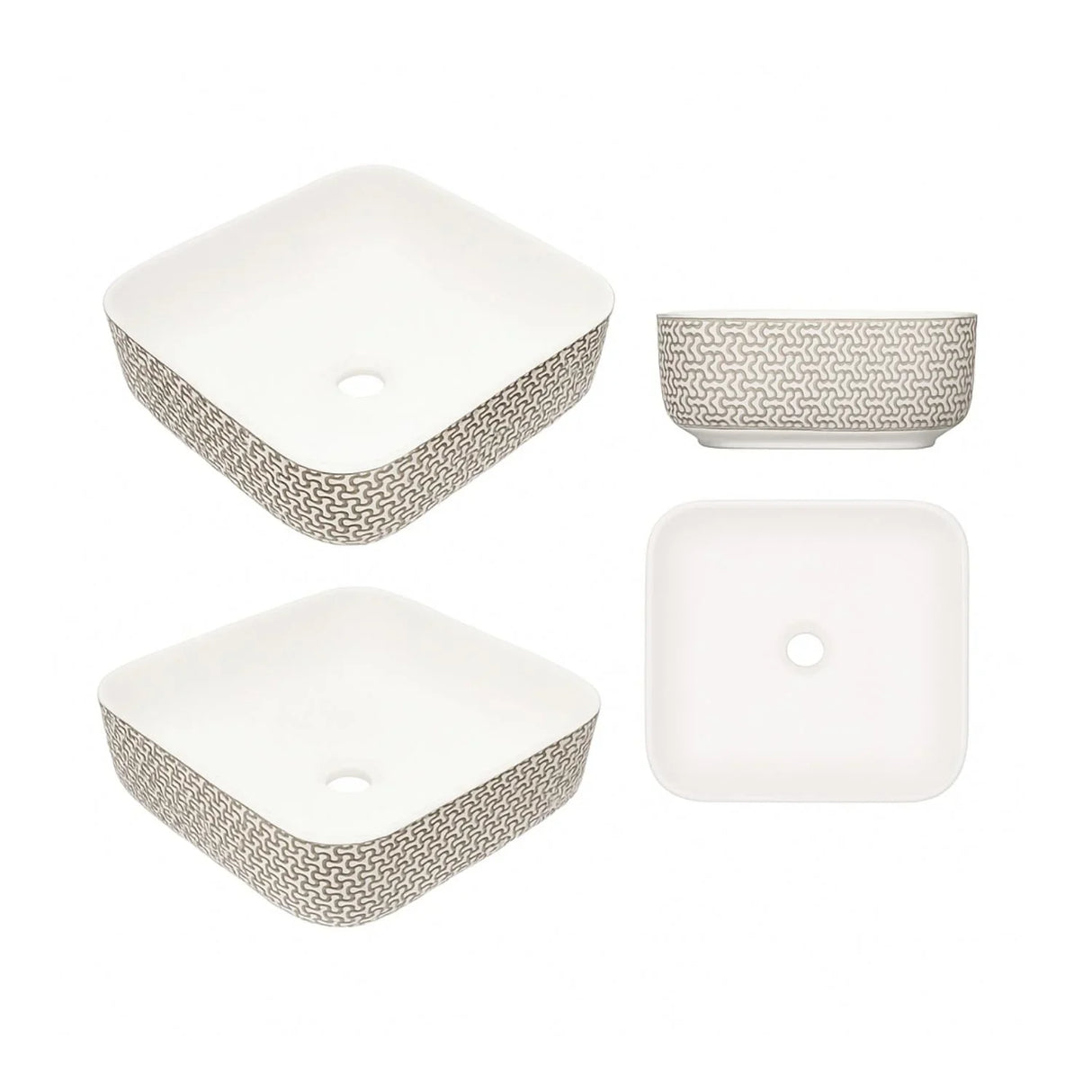 Lavamanos Decorativo Cerámica Blanco Gris Diseño Moderno