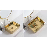 Lavamanos De Sobreponer Rectangular Ary Gold - Acabado Martillado Externo - 46 x 33 x 14 Cm