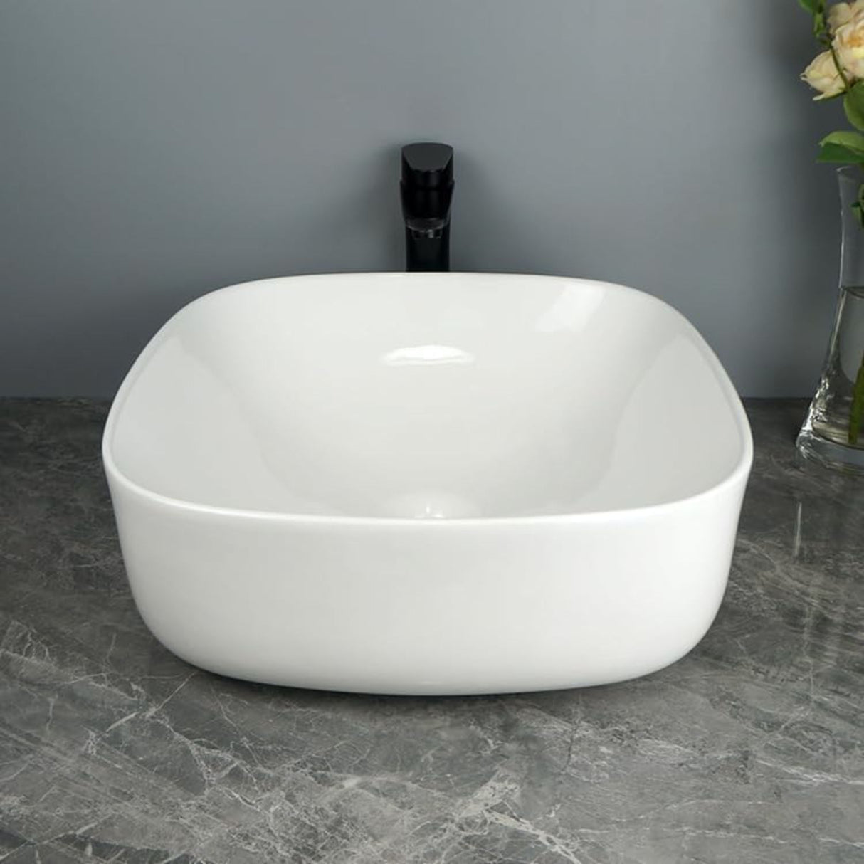 Lavamanos Sobreponer Tipo Vessel Opera Cuadrado - 41.5 x 41.5 x 14.5 cm. Blanco