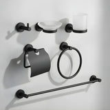 Juego Accesorios Baño Singolo X 6 Negro Mate Diseño Moderno