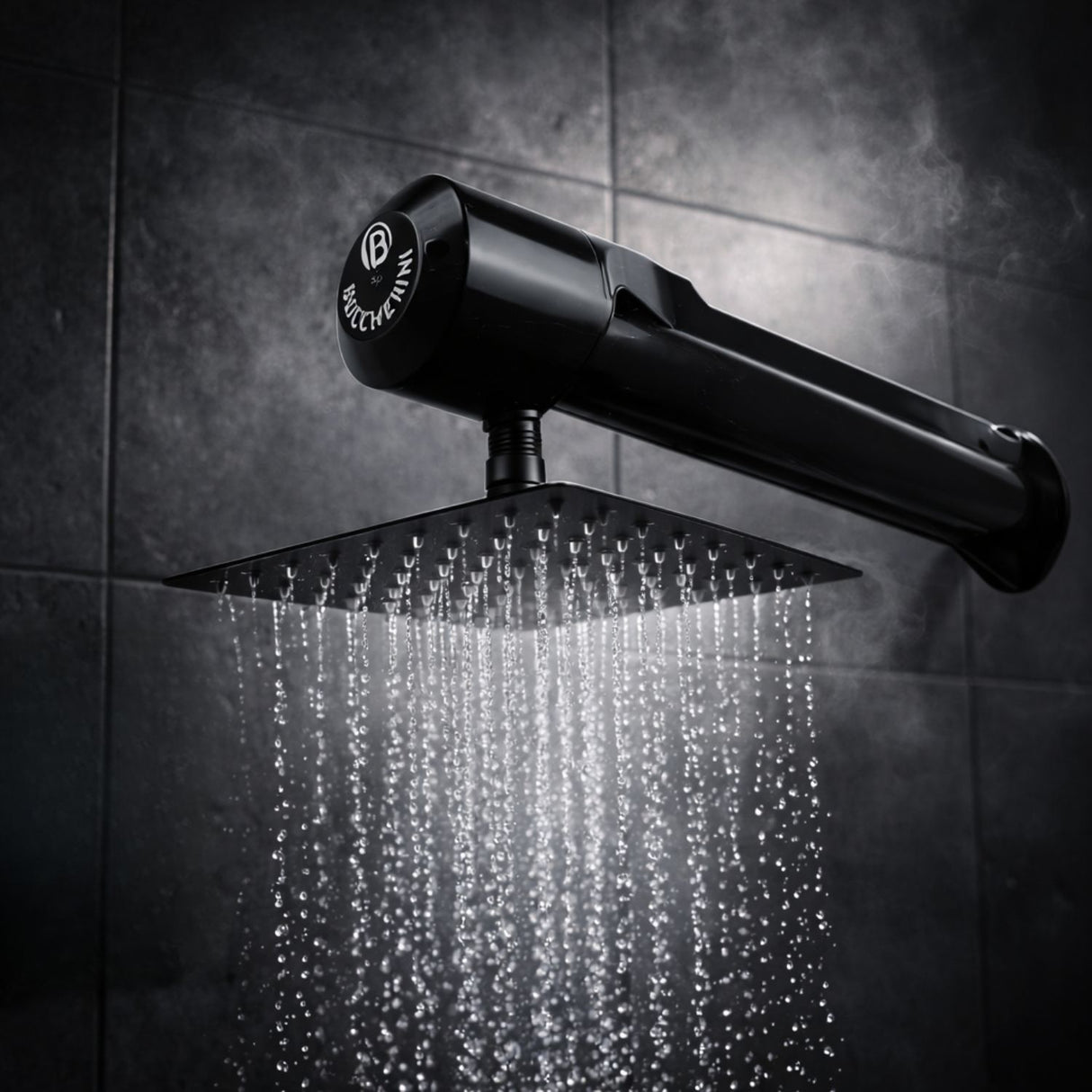 Ducha Eléctrica Horizontal Lusso Negra 220V con Regadera de 8” – Agua Caliente Instantánea