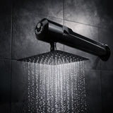 Ducha Eléctrica Horizontal Lusso Negra 220V con Regadera de 8” – Agua Caliente Instantánea