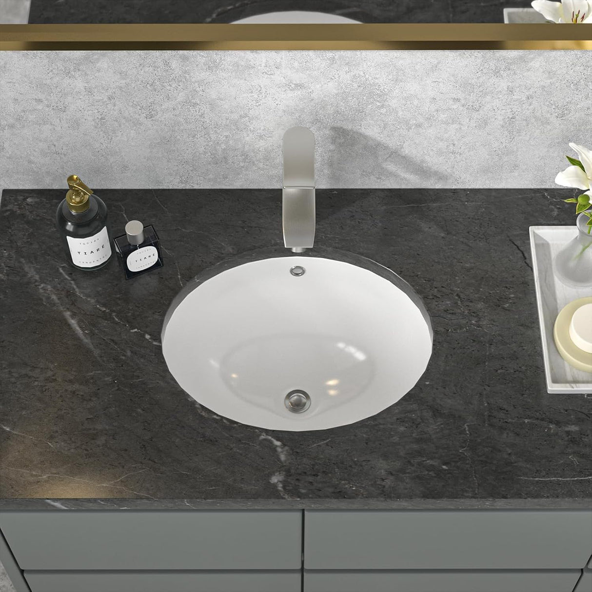 Lavamanos De Bajo Poner Vancouver Blanco Ovalado Con Rebose - 33x29x17 Cm | 42x34x20 Cm | 47x39x19 Cm