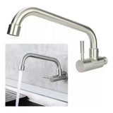 Llave Lavaplatos Pared Agua Fría Acero Inox 304