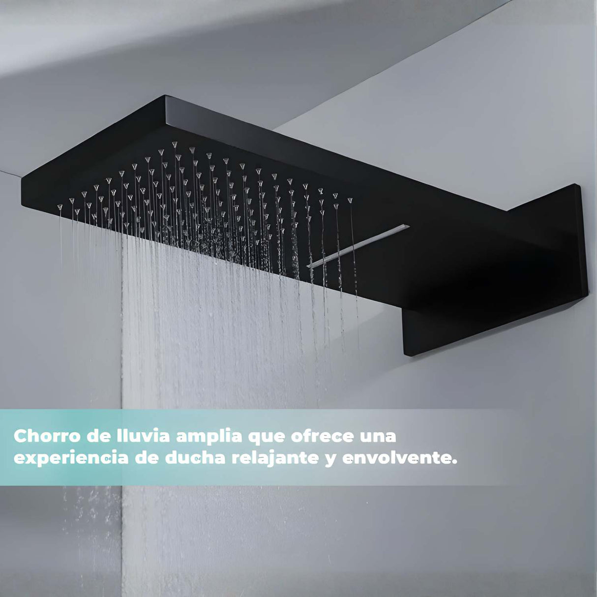 Kit Regadera Ducha Rectangular Empotrada Monomando con Ducha de Mano Negro o Gris