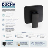 Grifería Ducha Monocontrol Negra Cuadrada Bronce Mate 12 x 12 cm | Mezclador Empotrado Universal 1/2"