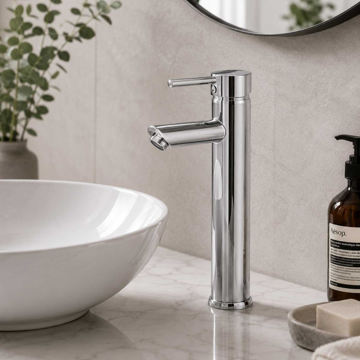 Grifería Monocontrol Lavamanos Alto Cuello Recto Largo | Diseño Moderno para Baño Premium