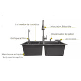 Set Lavaplatos Doble Lujo en Acero Inoxidable 304 - 75x45 cm