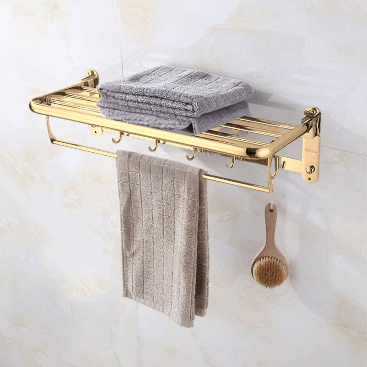 Toallero Hotelero en Acero SUS304 Dorado Multifuncional
