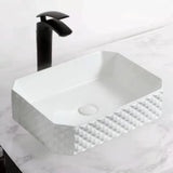 Lavamanos Ceramico Blanco Texturizado Moderno Rectangular