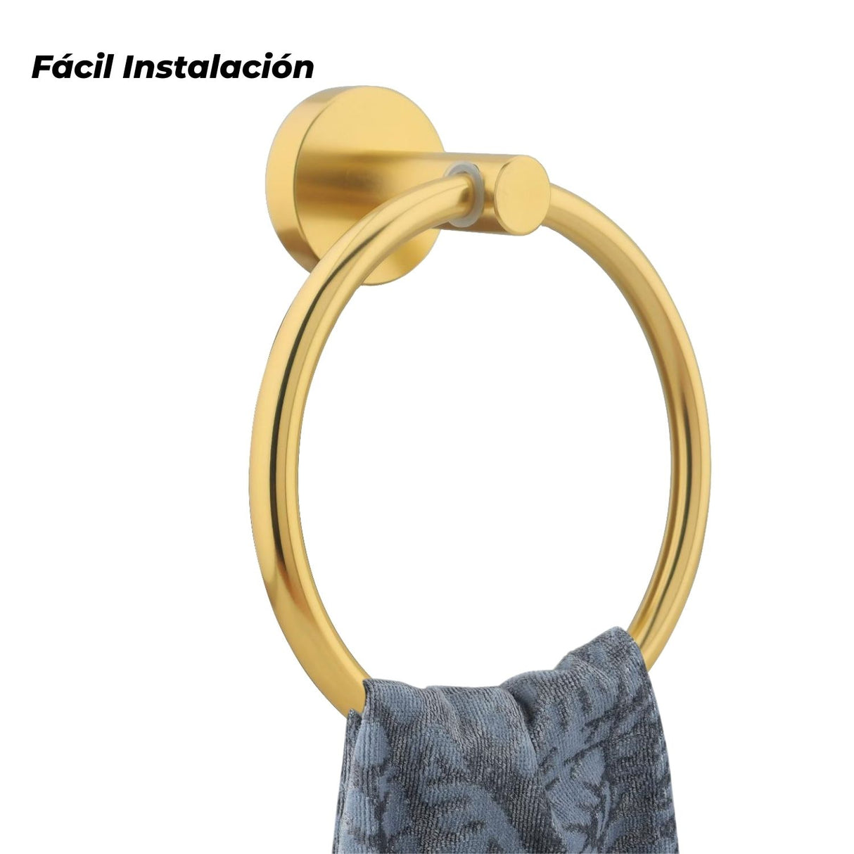 Toallero Aro Línea Jade Dorado en Aluminio con Accesorios de Instalación