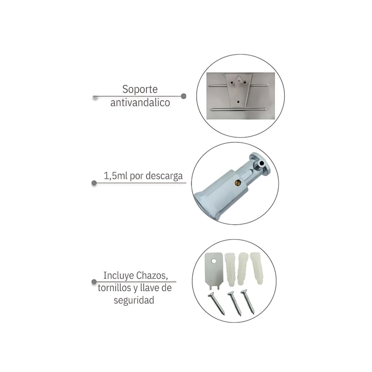 DISPENSADOR DE JABÓN DE PARED ACERO STAHL 1000ml