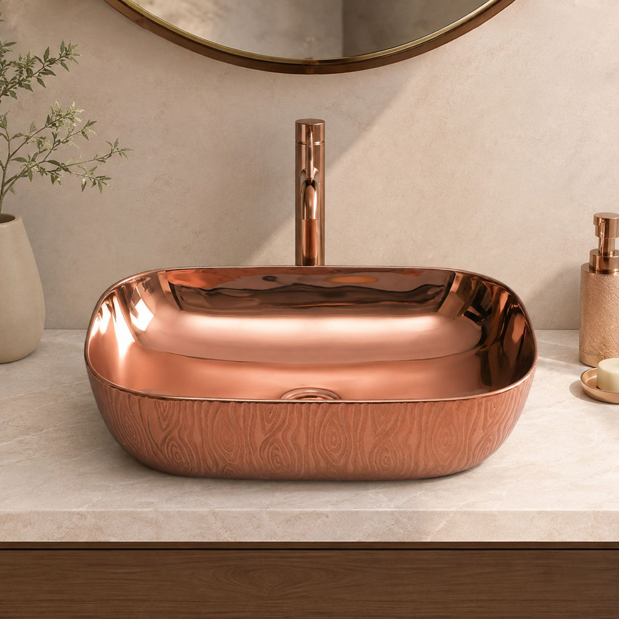 Lavamanos Rectangular Doha Oro Rosa 45,5 x 32,5 x 13,5 cm