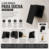 Manija para Ducha Empotrada Negra Mate 9.5 x 7 cm Diseño Cuadrado Moderno