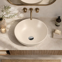 Lavamanos de Sobreponer Redondo en Porcelana Beige 31 × 31 cm