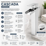 Grifería Monocontrol Lavamanos Alto Cascada Cromado 29 cm