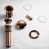 Desagüe Push para Lavamanos Cobre 7.8 cm Alto x 6.6 cm Ancho con Sosco Metálico 1 1/4 | Sistema Hongo Premium