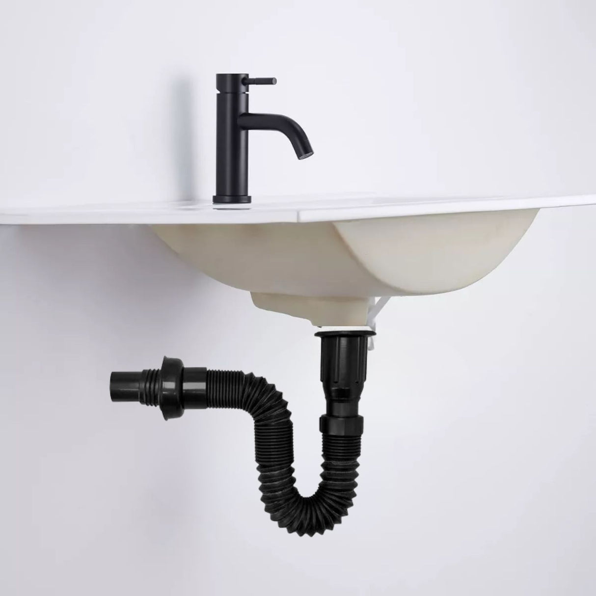 Kit Completo de Desagüe y Grifería Lavamanos Negra - Flexibilidad y Estilo Minimalista