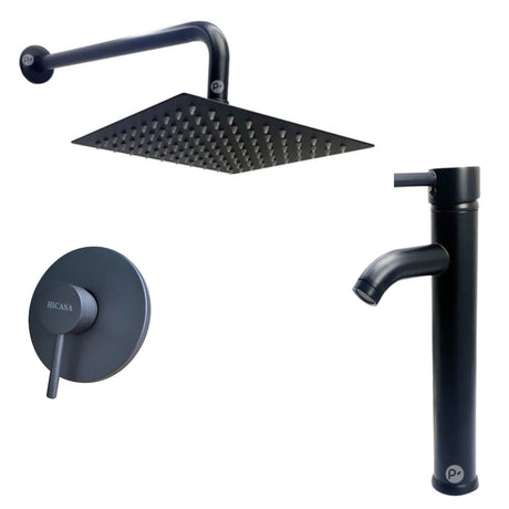 Kit Griferia Monocontrol Negra Alta Calidad