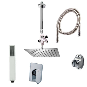 Kit Regadera 30 cm Tubo+Desviador+Teleducha