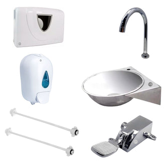 Kit Griferia Industrial Pedal y Dispensador Toallas